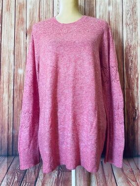 Women’s XL Sweater Loft Pink Soft Lightweight Knit Long Sleeves Crew Neck